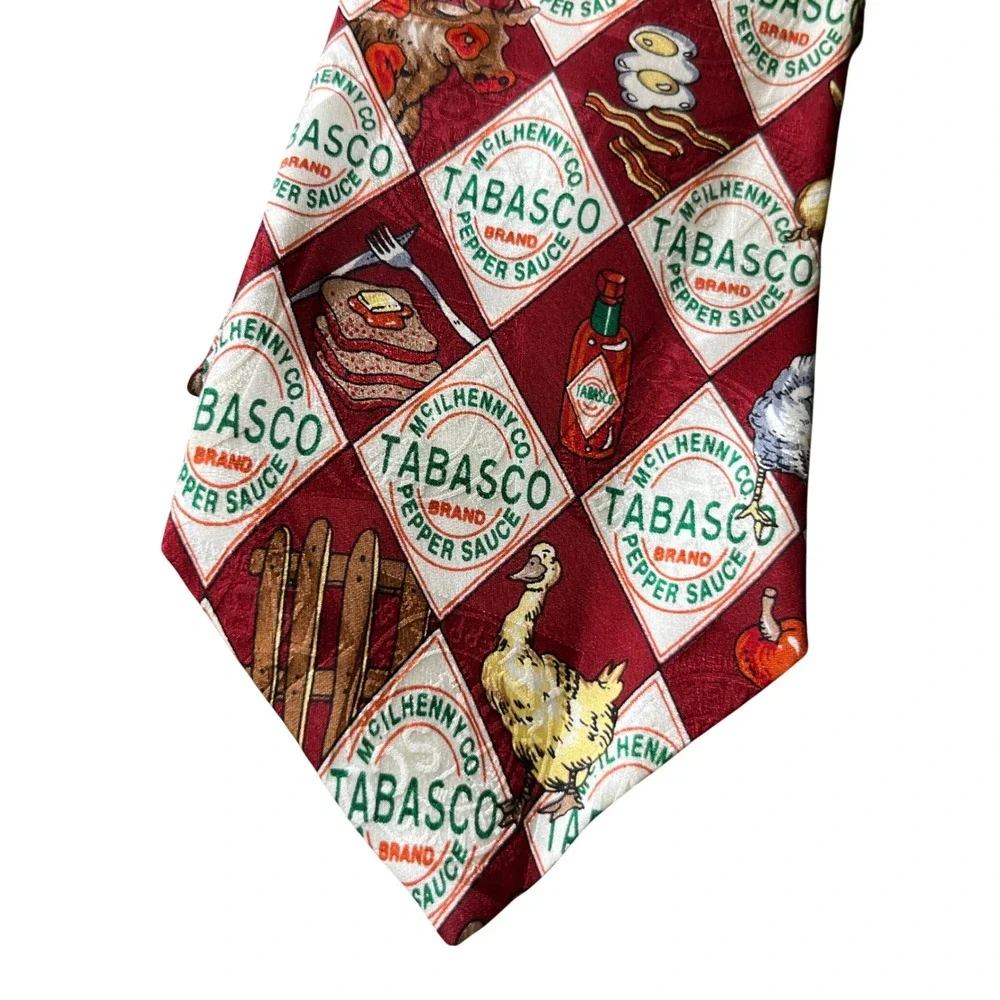 VTG LOT OF 2, Men's Neck Tie TABASCO Bayou at Night Farm to Table SILK